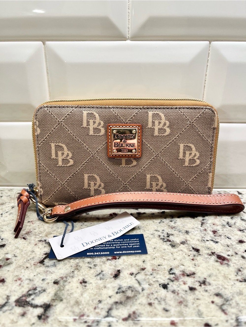 Dooney & Bourke Coated Cotton Greta Zip Around Wallet/Wristlet NWT